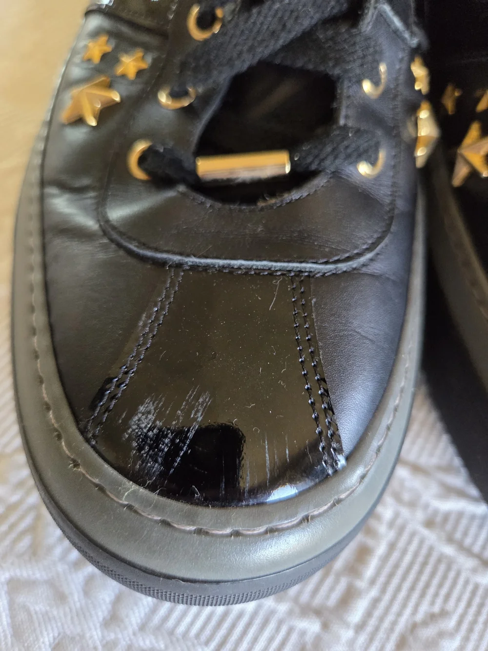 Jimmy Choo | Belgravia Black High-Top Sneakers with Gold Star Studs